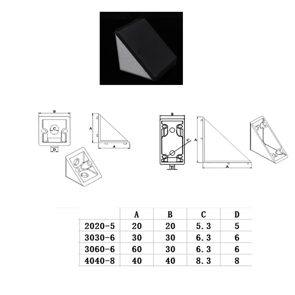 Conector de alumínio preto com - Corner Bracket Angle avaliação e preço