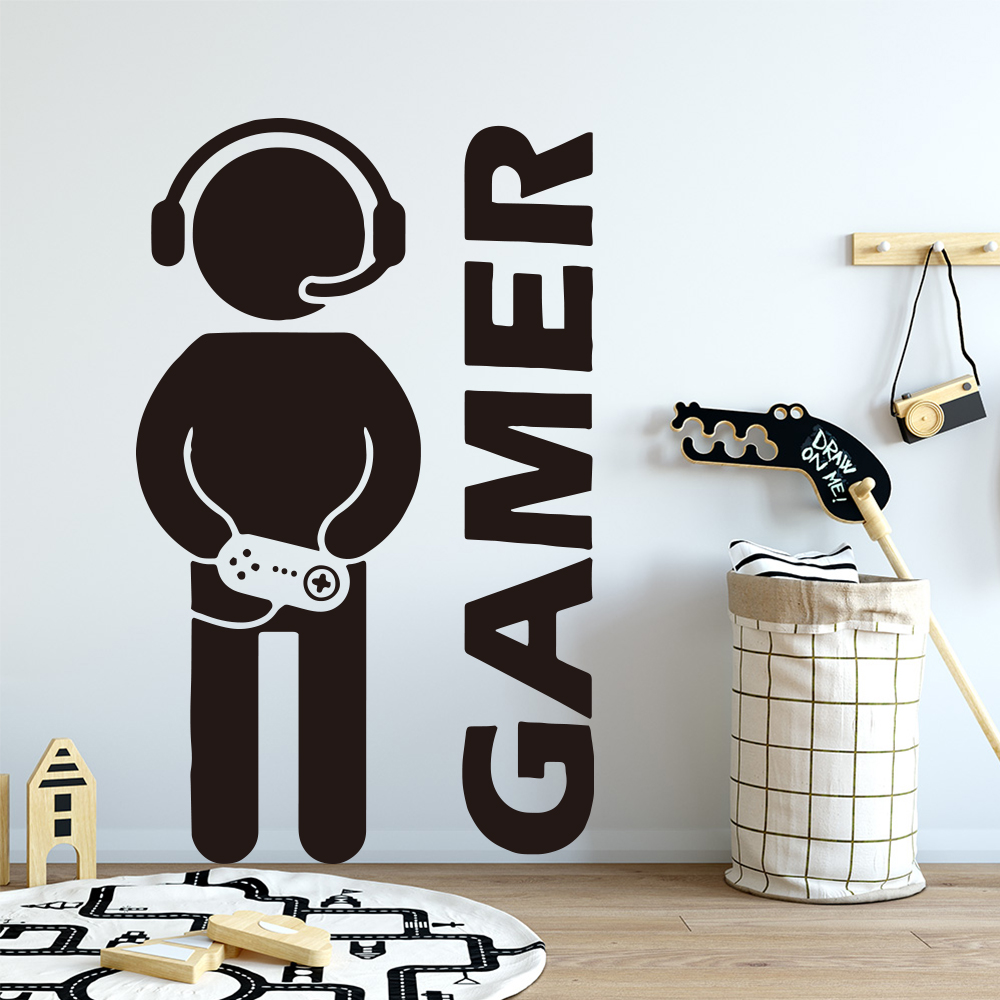 1pc gamer arte da parede decal - Furniture Hardware Factory avaliação e preço